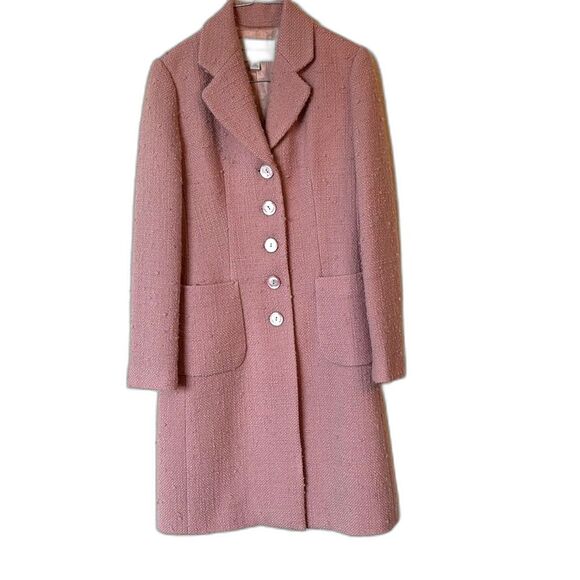 Banana Republic 100% Wool Pink Knee Length Lined Coat in Womens Size XS - Picture 1 of 7